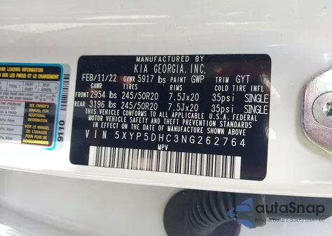 2022 Kia Telluride Sx from USA, damaged, VIN 5XYP5DHC3NG262764